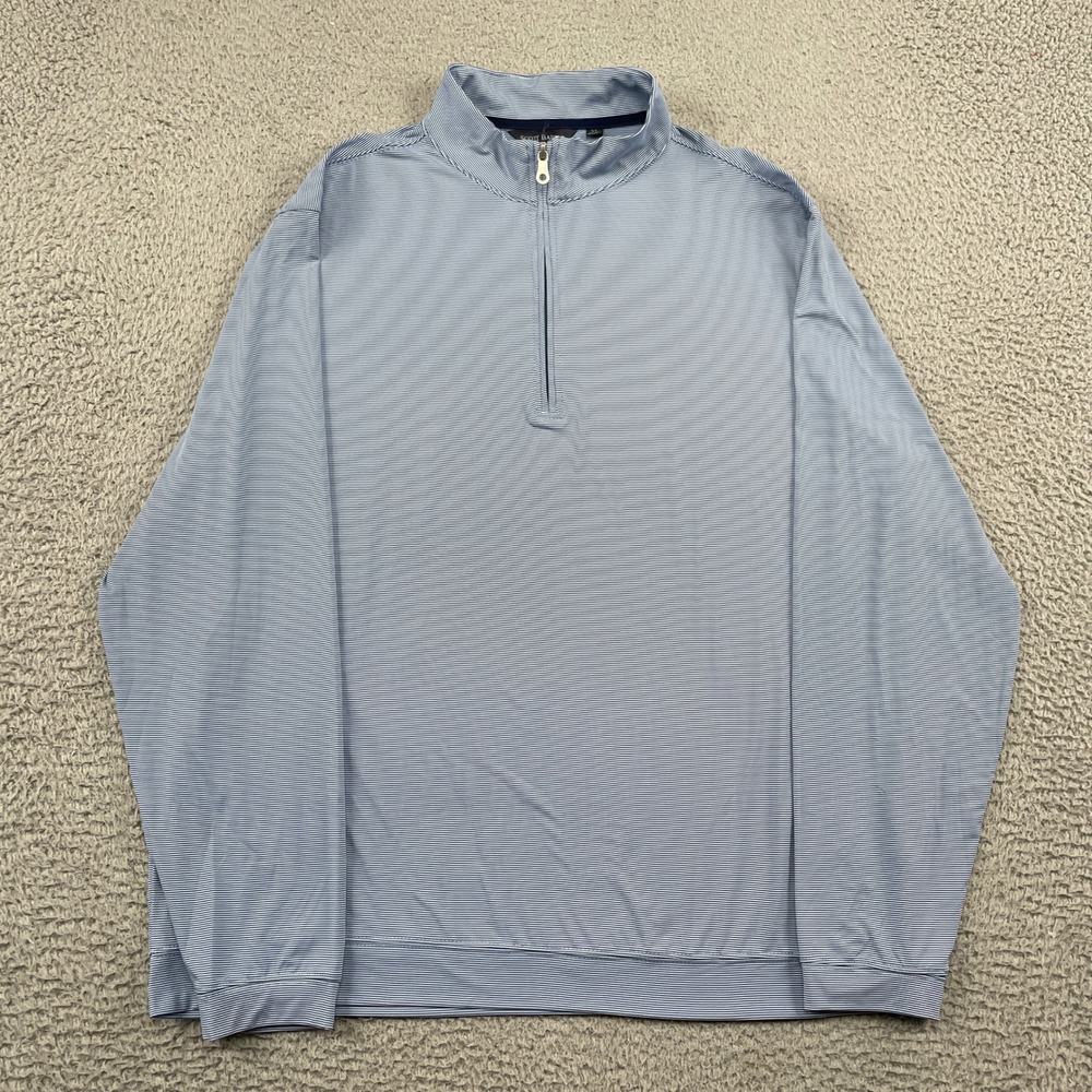 Scott Barber Pullover Mens XL Blue Striped 1/4 Zip Performance Mock Neck Stretch